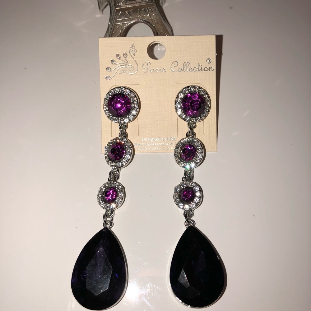 Amethyst and Diamond 💎 Teardrop Earrings 💜💃🏻❤️